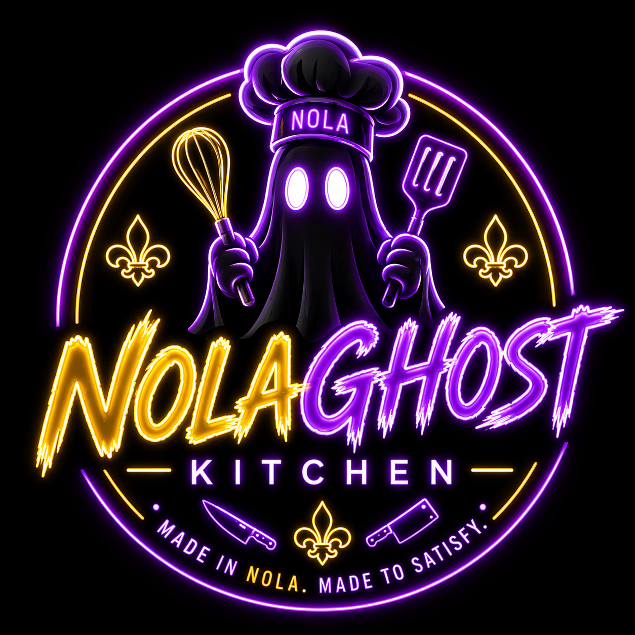 NOLAGHOSTKITCHEN — neon ghost chef logo